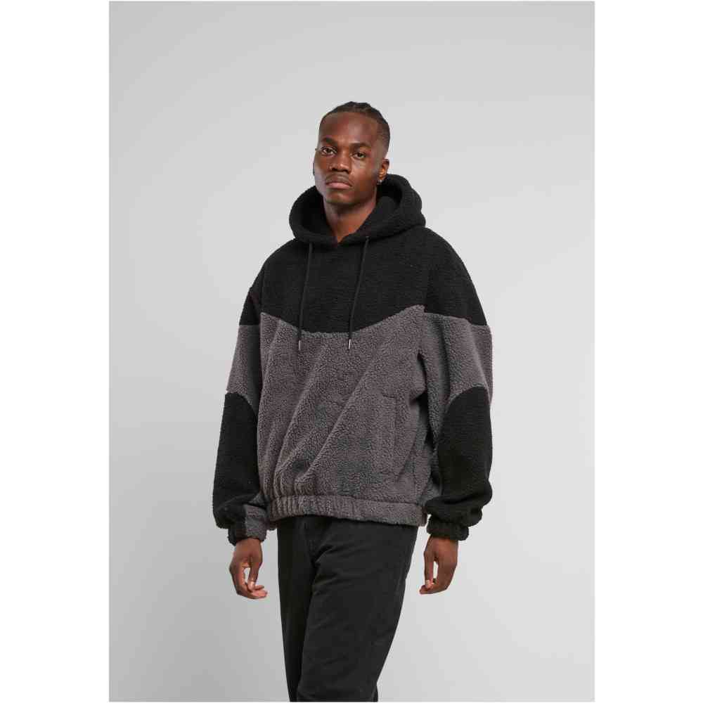 Urban Classics - Weavy Colorblock Teddy Sweater/trui - Grijs/Zwart